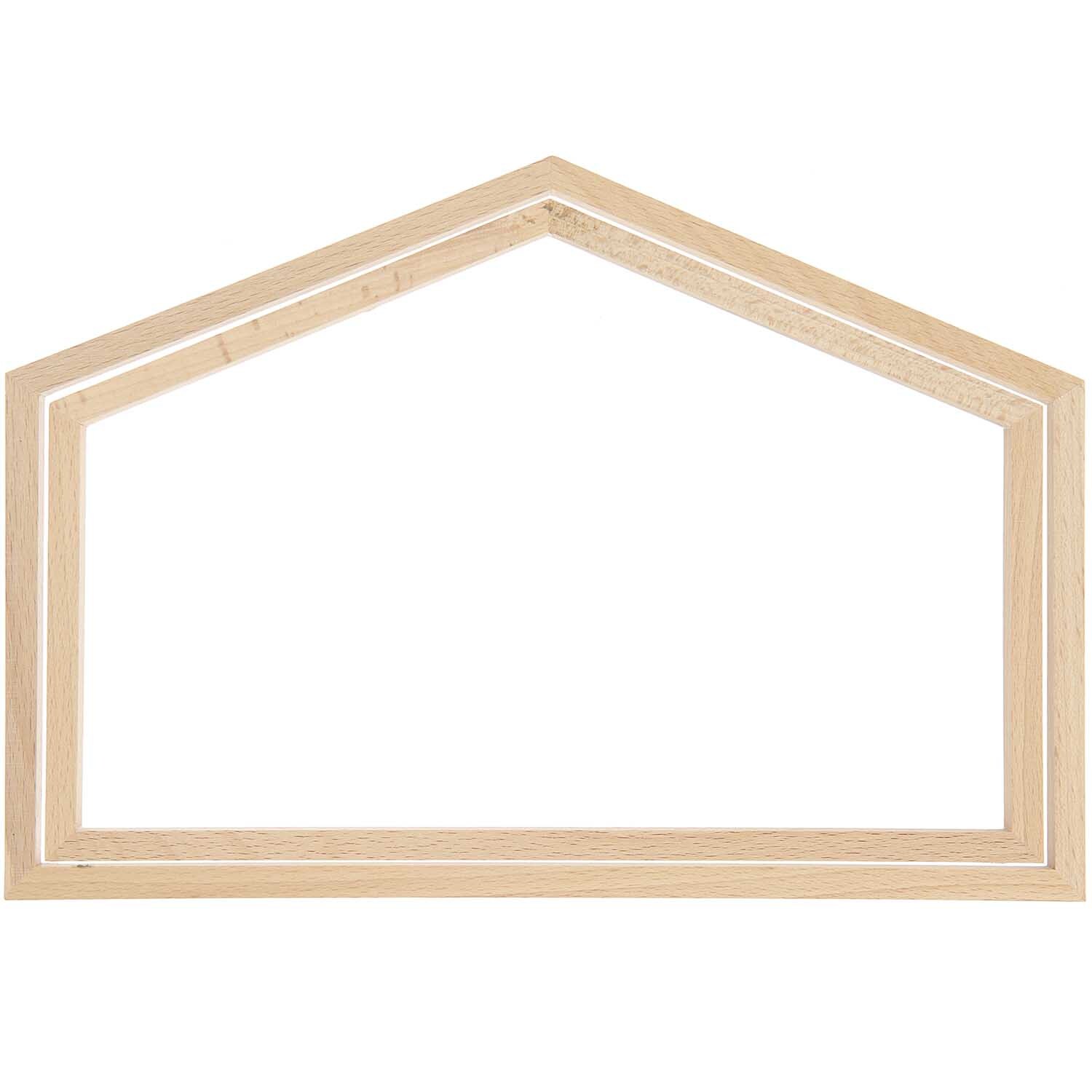 Dekorahmen Haus Querformat von Rico Design in Holzoptik, ideal für kreative Wanddekorationen.