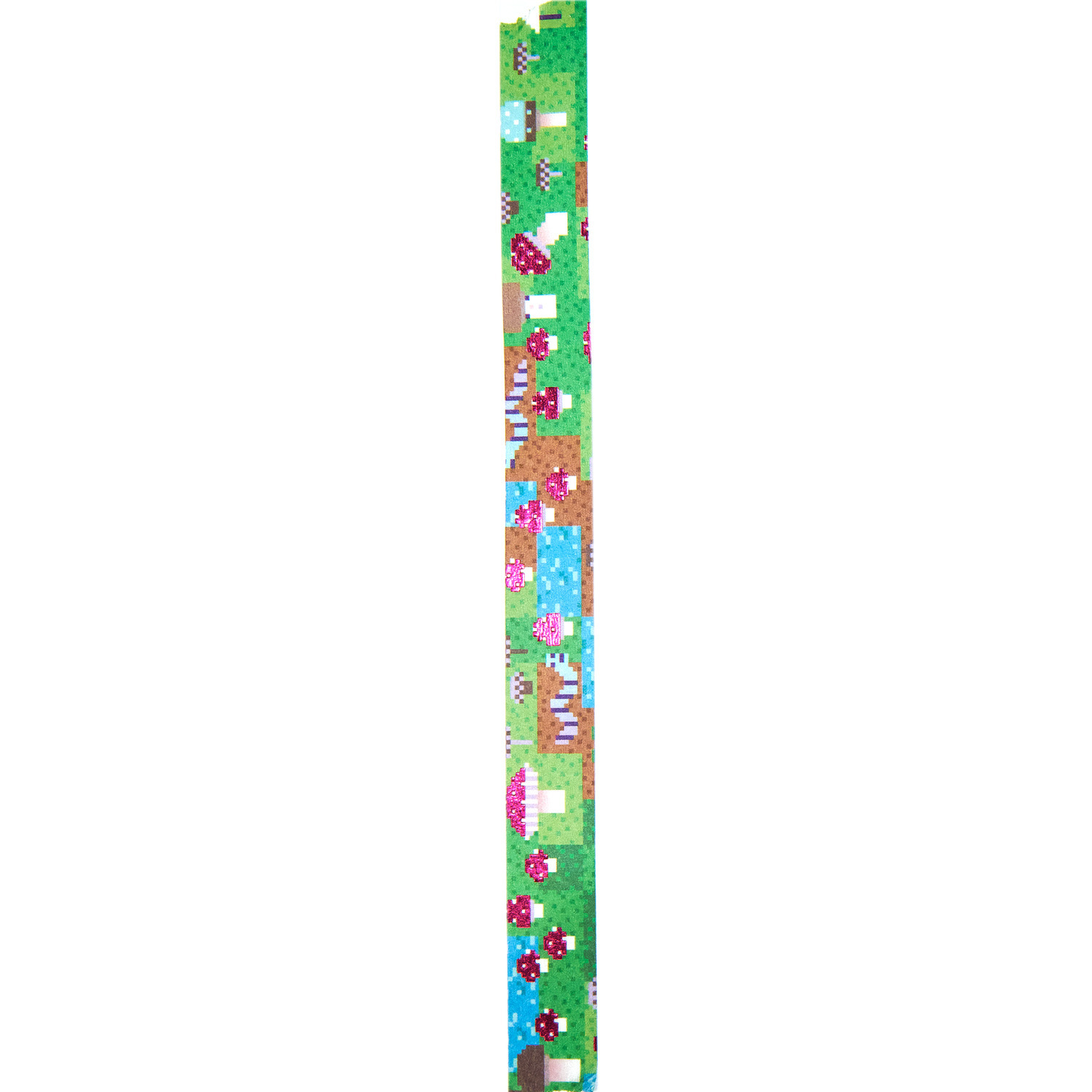 Paper Poetry Tape Shrooom Games von Rico Design mit buntem Pilzmuster auf grünem Hintergrund, 2cm x 10m.