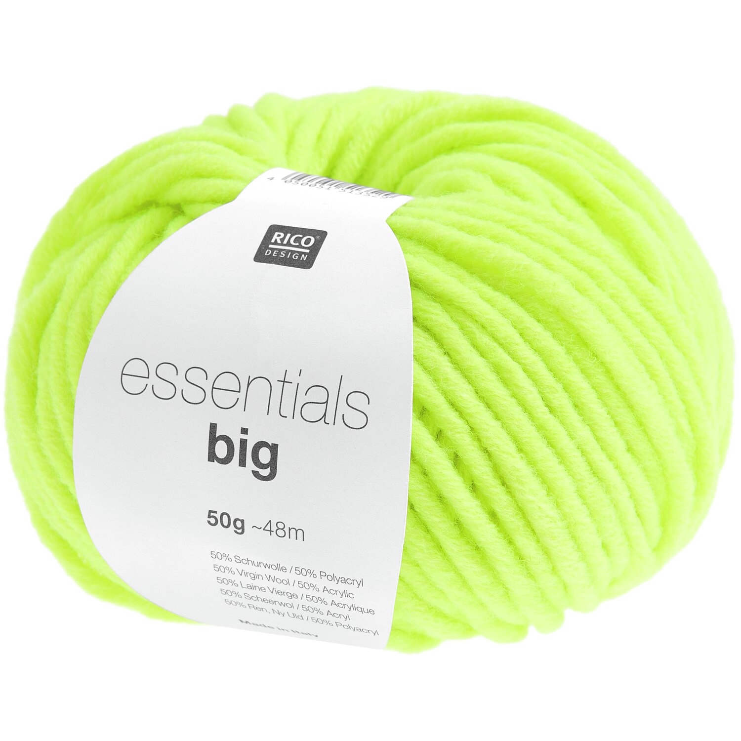 Essentials Big 50g 45m Couleur Jaune fluo from Rico Design Essentials Big, Rico Design: Neongelbes Garnknäuel, 50g, 48m, ideal für kreative Strickprojekte.