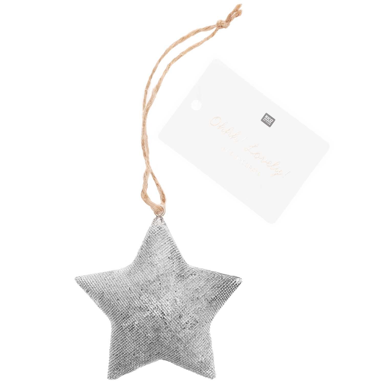 Hänger Stern aus Polyresin 5x8,5cm Farbe Silber von Rico Design