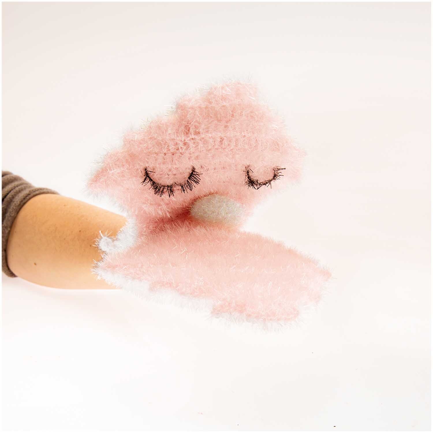 Creative Bubble: Flauschiger, rosa Handpuppen-Schwamm von Rico Design, ideal zum Spielen und Reinigen.