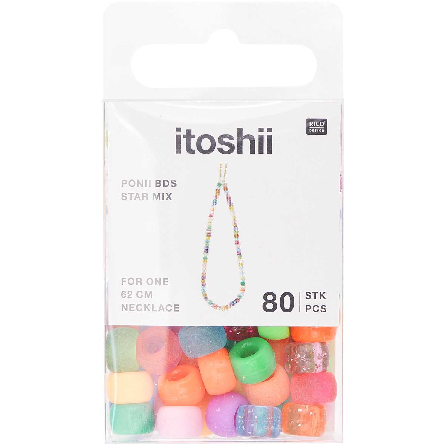 itoshii - Ponii Beads Star Mix 9x6mm 80 Stück von Rico Design
