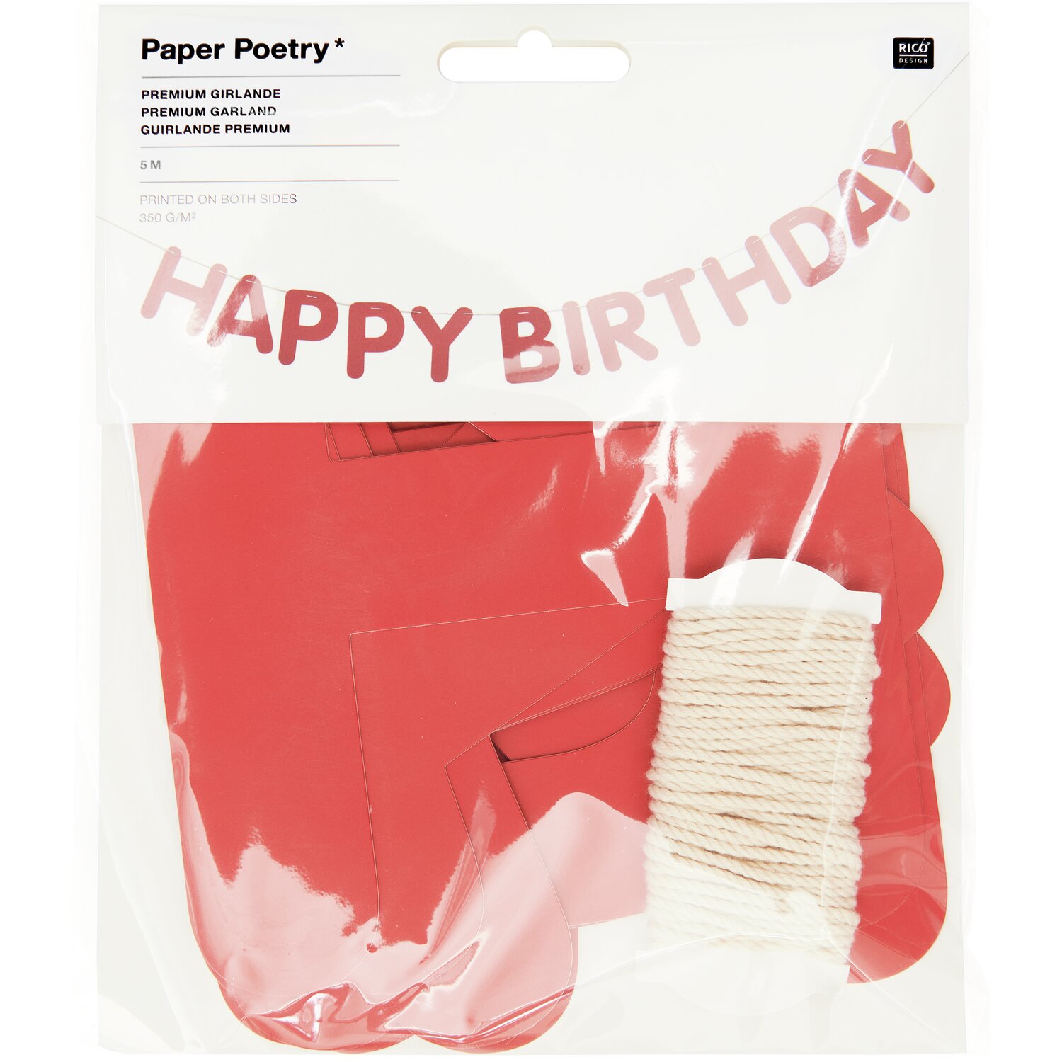 Paper Poetry Girlande Happy Birthday Magic Rainbow 5m Farbe Rot von Rico Design Paper Poetry Girlande Happy Birthday Magic Rainbow: Rote Girlande von Rico Design, 5m lang, mit "Happy Birthday"-Schriftzug.