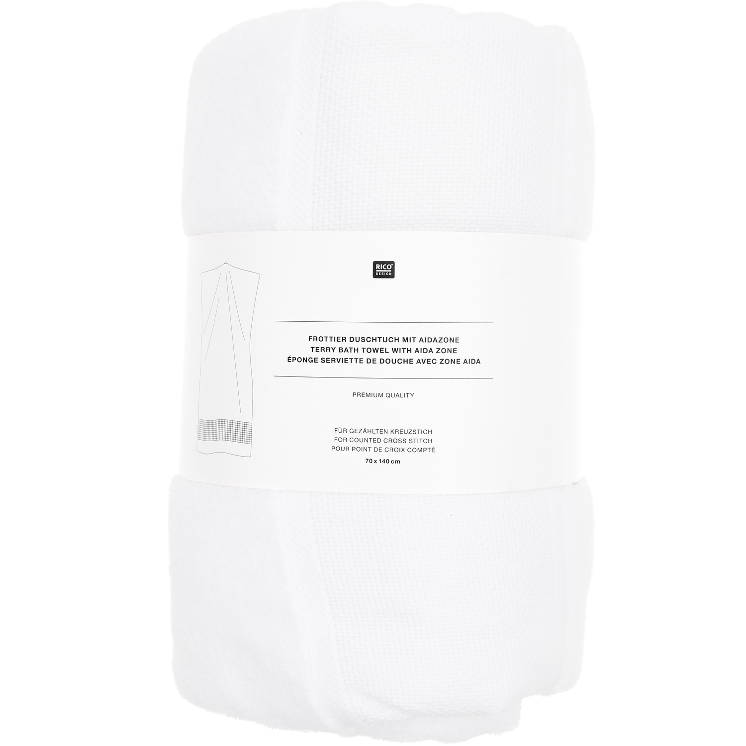 Drap de douche blanc 70x140cm, GOTS from Rico Design