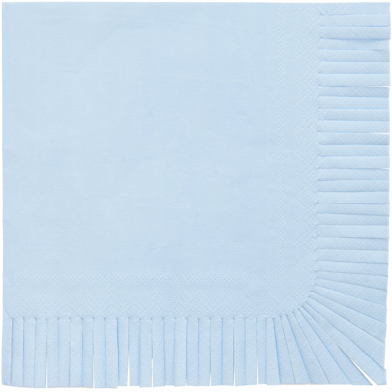 Servietten Fransen von Rico Design, 33x33cm, 20 Stück. Bild zeigt blaue Serviette mit dekorativen Fransen.