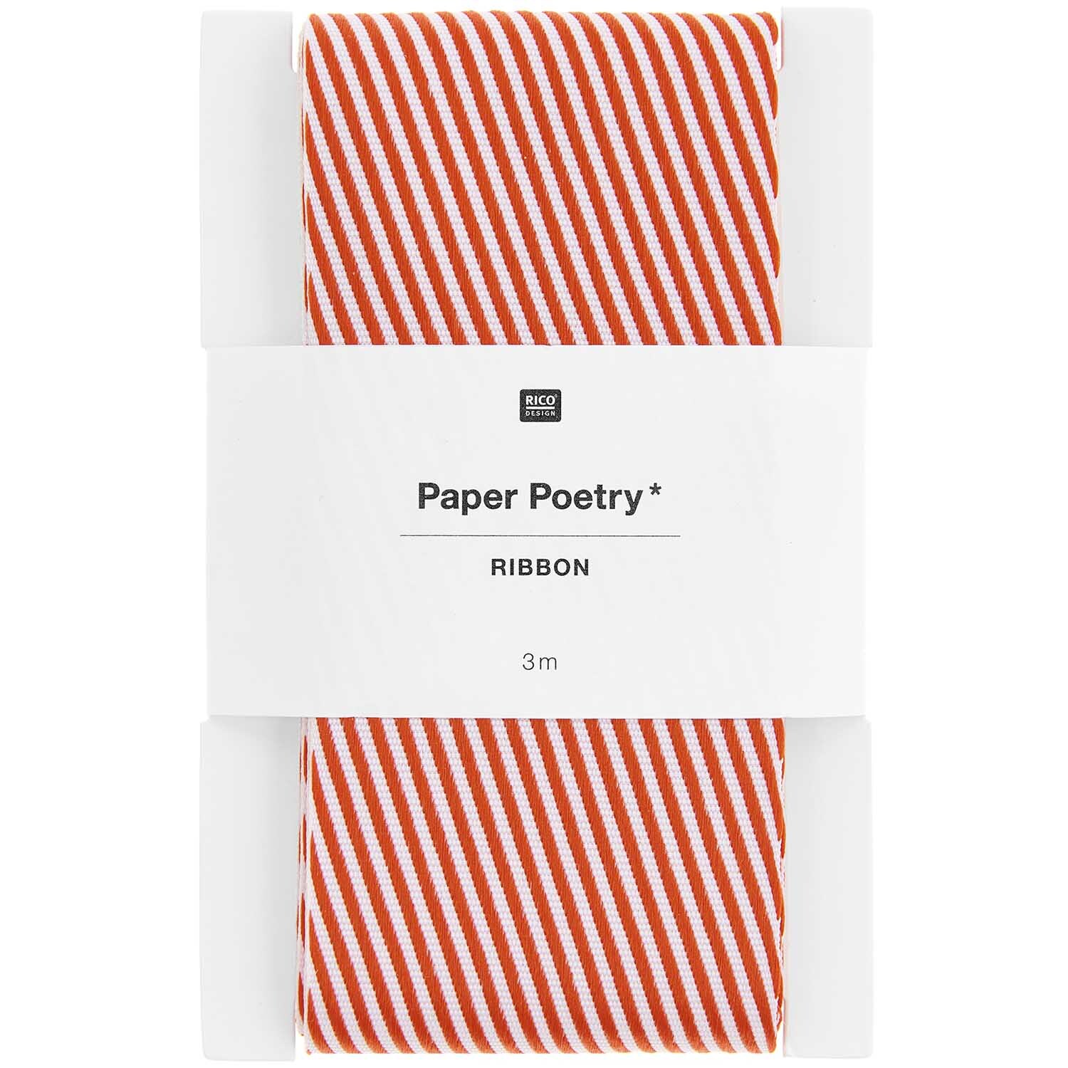 Paper Poetry Webband diagonale Streifen 50mm 3m Farbe Rot-Weiß von Rico Design Paper Poetry Webband mit diagonalen Streifen in Rot-Weiß, 50mm breit, 3m lang, von Rico Design.