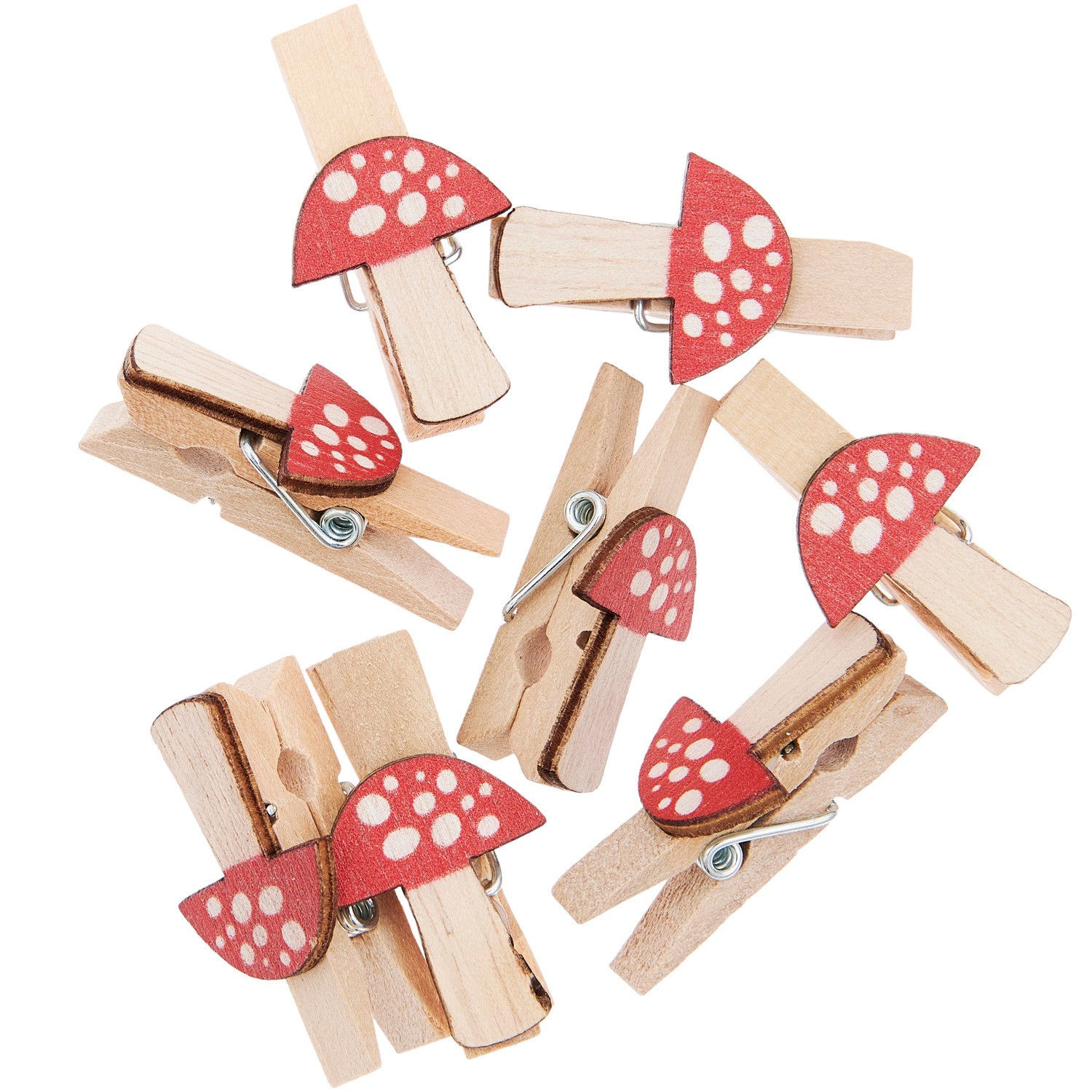 Holzclips Fliegenpilz 8 Stück, 20x35mm Farbe Natur-rot von Rico Design Holzclips Fliegenpilz: Acht naturrote Clips von Rico Design, 20x35mm, ideal für Dekorationen.