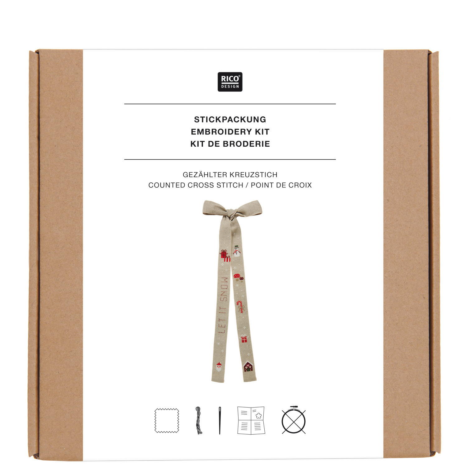 Stickpackung Schleife Let it Snow 22x58cm von Rico Design