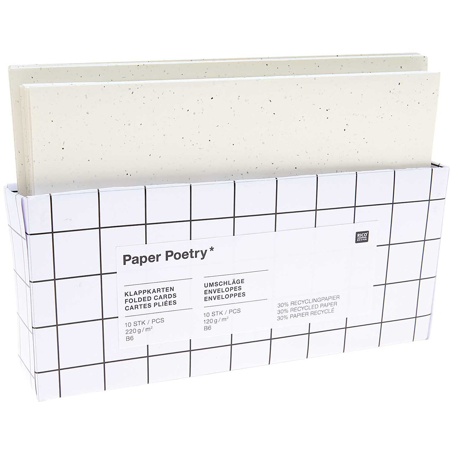 Paper Poetry Kartenset elfenbein B6/B6, 20-teilig, von Rico Design. Elfenbeinfarbene Klappkarten in einer stilvollen Verpackung.