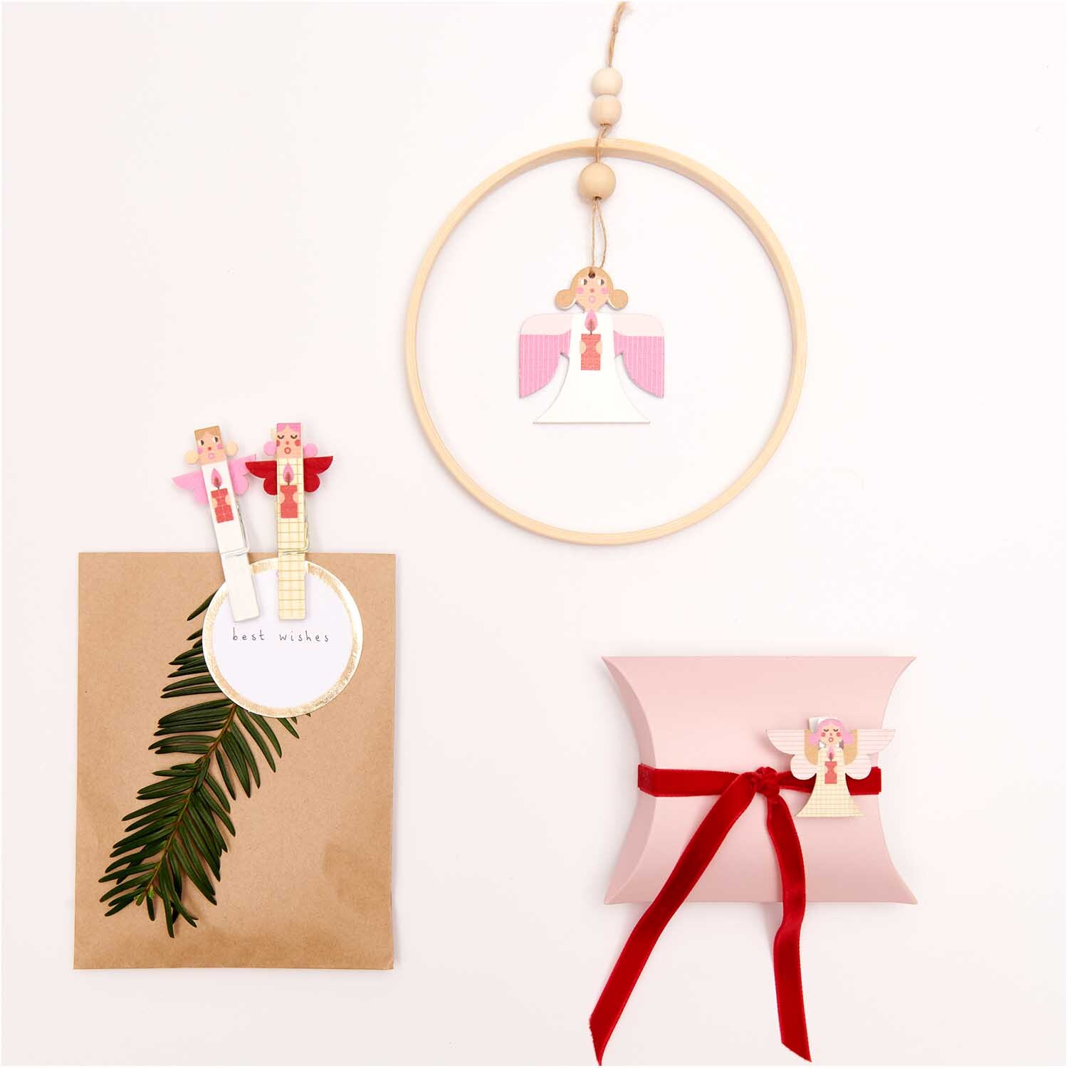 Holzhänger Engel Mix rosa-gold 2 Stück von Rico Design