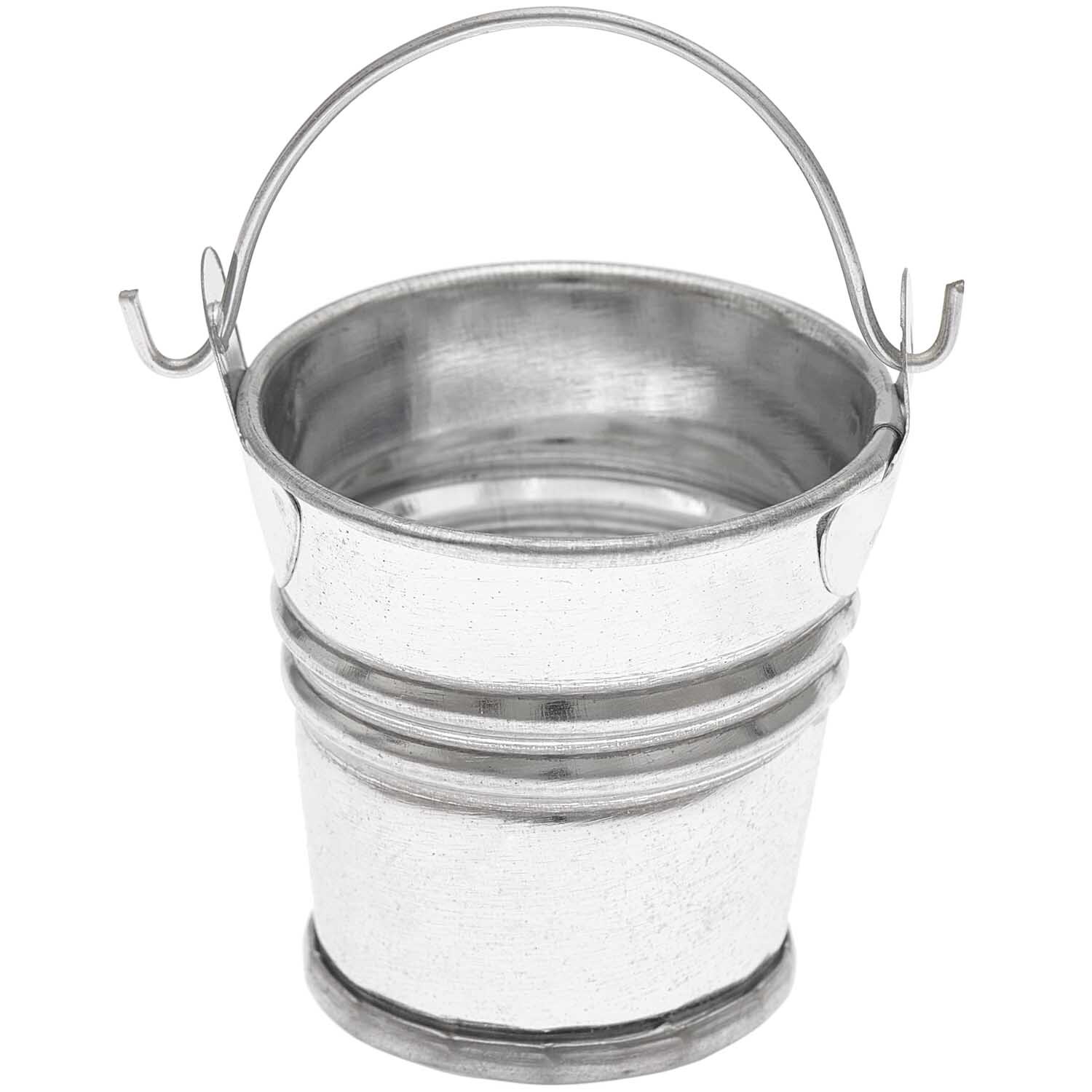 Miniatur Metalleimer 4x4,5x4cm von Rico Design, silbern, mit Henkel, ideal für Dekorationen.