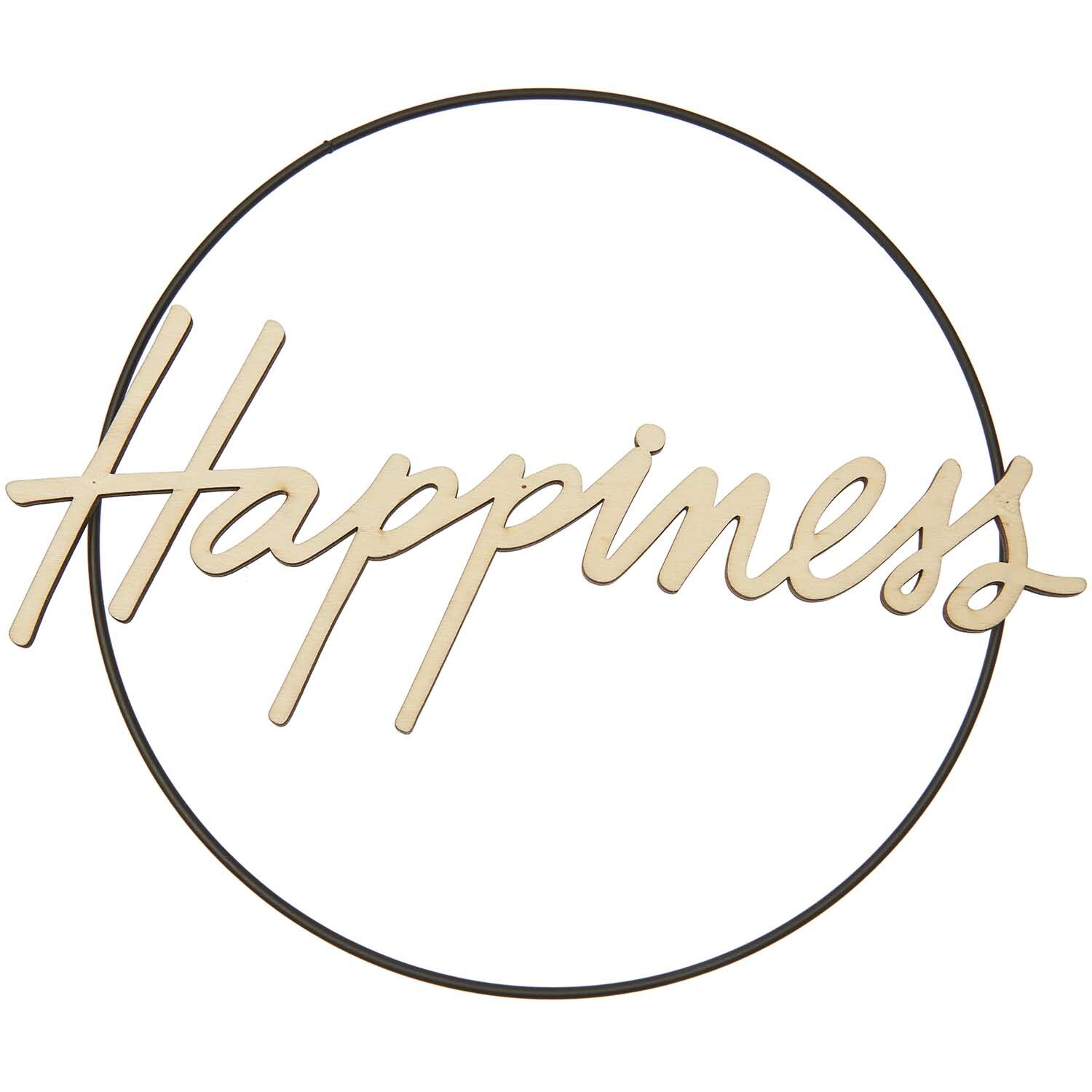 Holzschriftzug magnetisch "Happiness" 29x12cm von Rico Design Holzschriftzug "Happiness" in einem runden, schwarzen Rahmen von Rico Design, ideal für Dekoration.