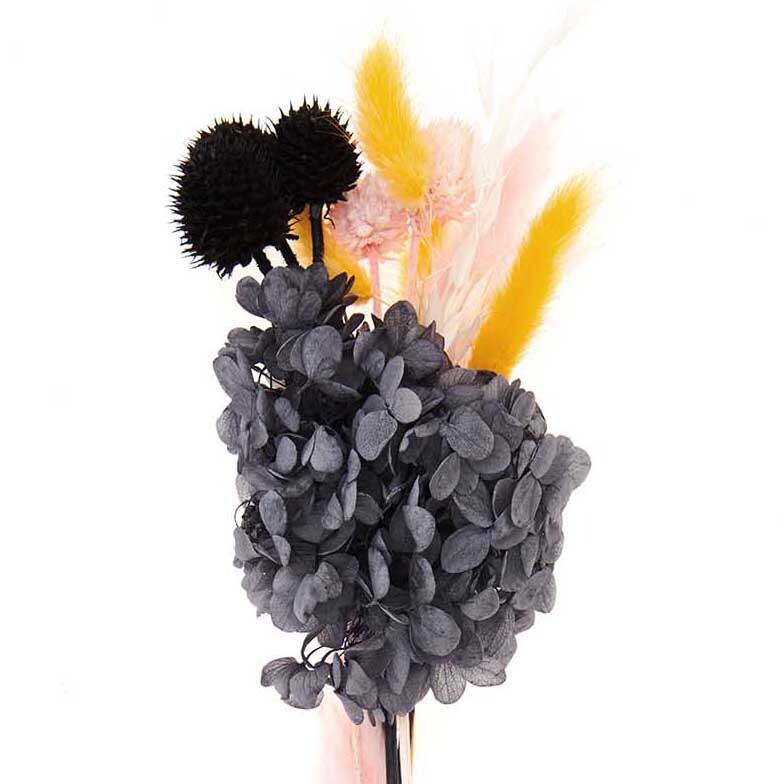 Trockenblumenstrauß pastell-schwarz 30cm: Eleganter Strauß mit schwarzen und pastellfarbenen Blüten von Rico Design.