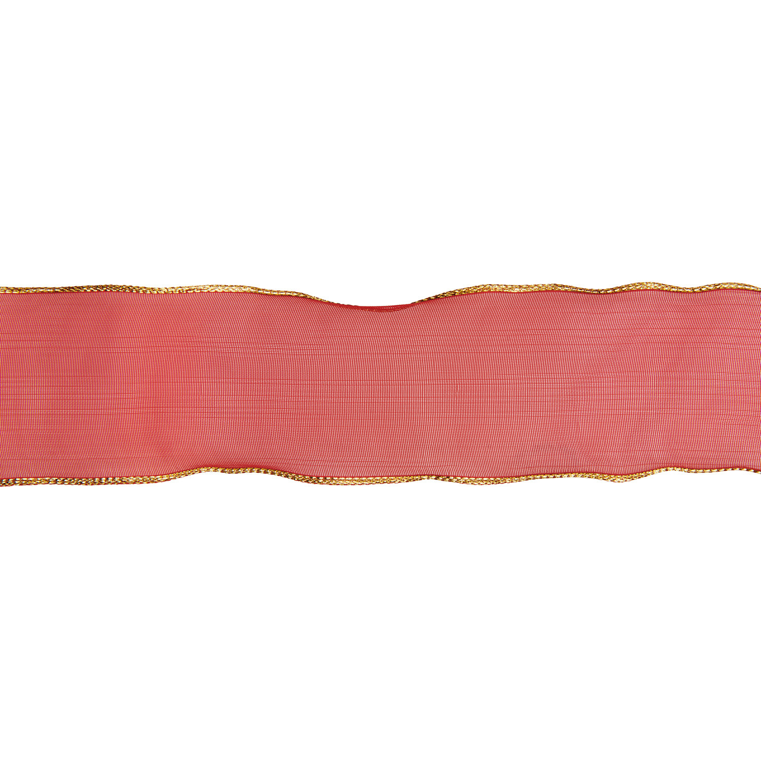 Organzaband mit Drahtkante in Rot und Gold von Rico Design, 38mm breit, 3m lang, elegant und vielseitig einsetzbar.