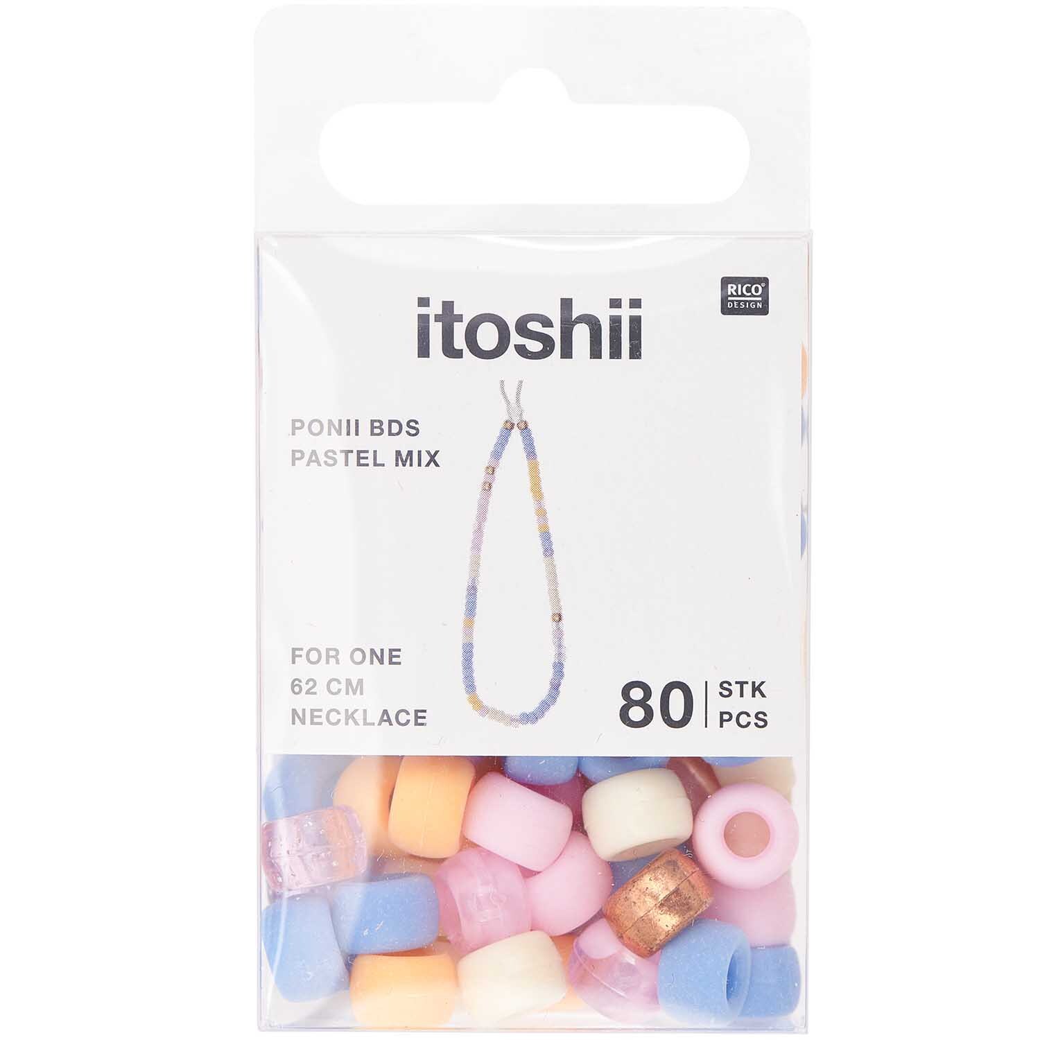 itoshii - Ponii Beads Pastell Mix 9x6mm 80 Stück von Rico Design
