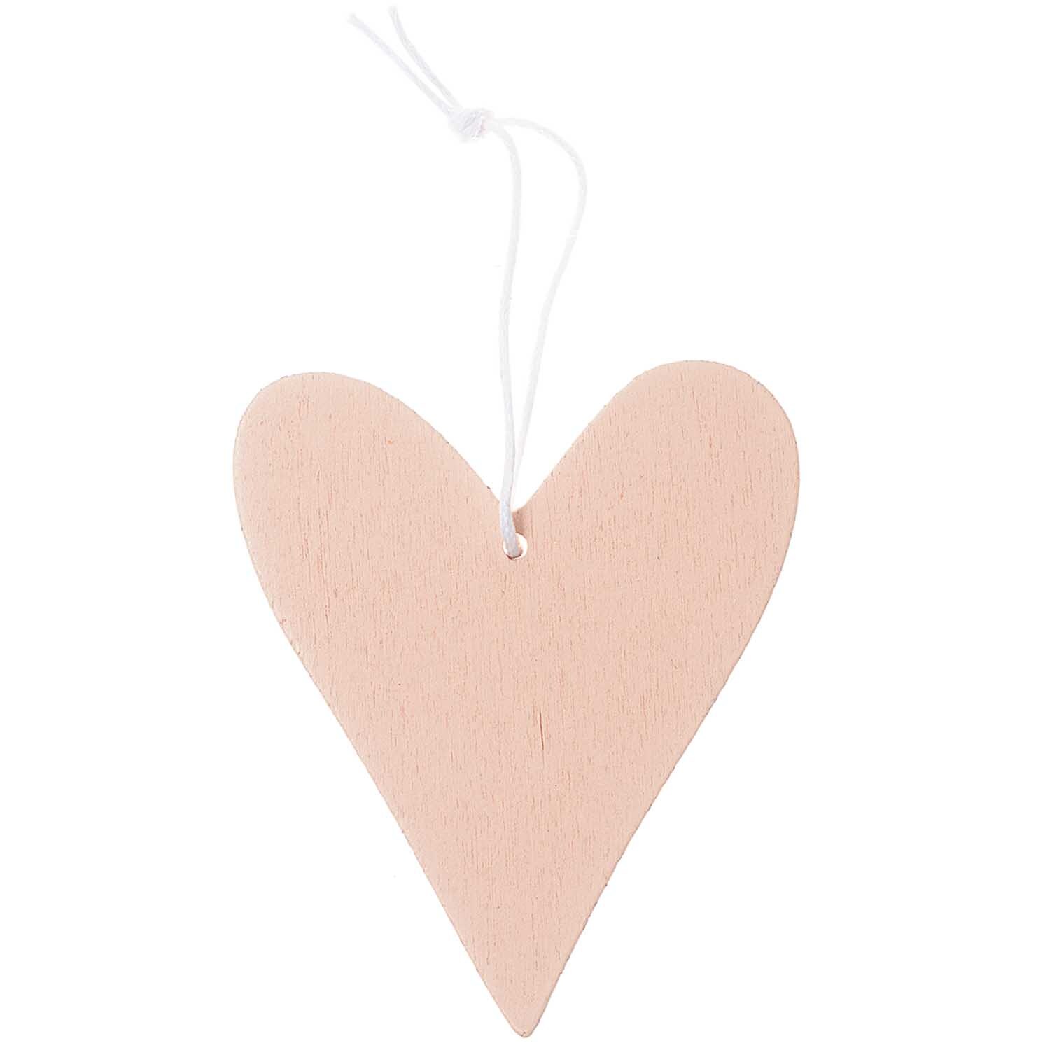 Holzhänger Herz puder von Rico Design in Herzform, aus Holz, mit Aufhängeschnur, zart rosa.