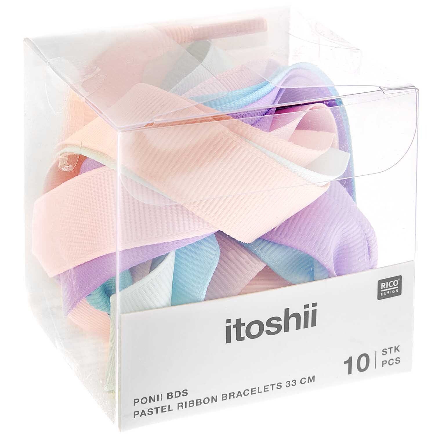 itoshii - Ponii Beads Ripsband Armbänder pastell  10 Stück von Rico Design