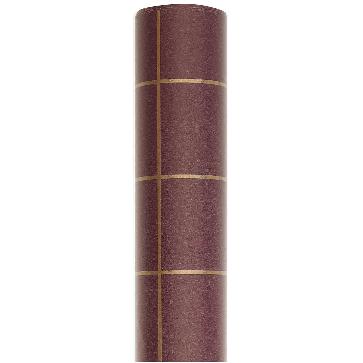 Paper Poetry Geschenkpapier mit bordeaux-goldenem Rastermuster, 70cm breit, 2m lang, 80g/m². Ideal für stilvolle Verpackungen.