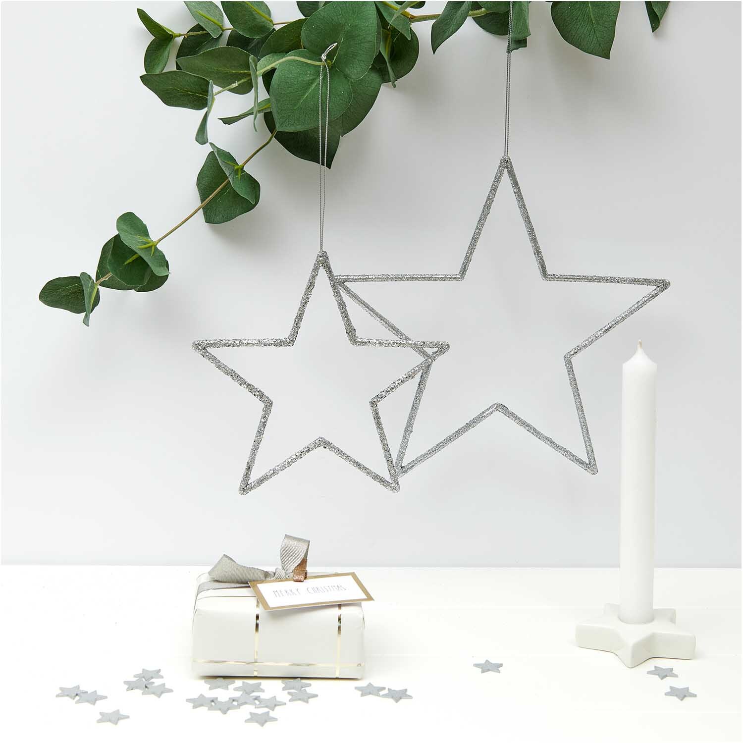 Hänger Stern mit Glitter silber von Rico Design