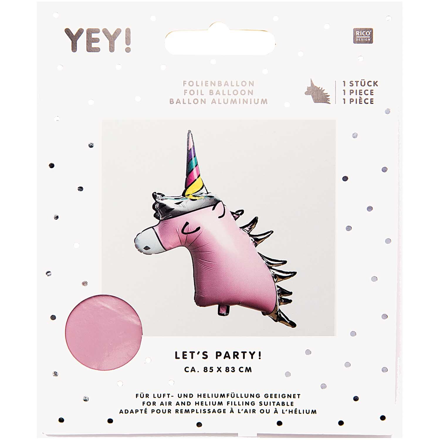 Folienballon Einhorn 85x83cm von Rico Design