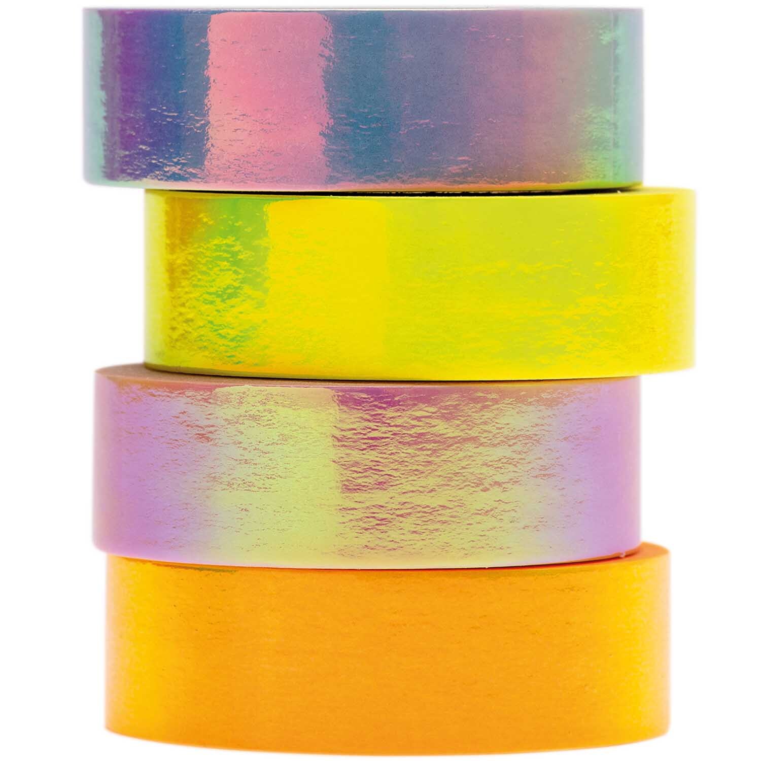 Paper Poetry Tape Set mit irisierenden, pastellfarbenen Bändern von Rico Design, gestapelt.