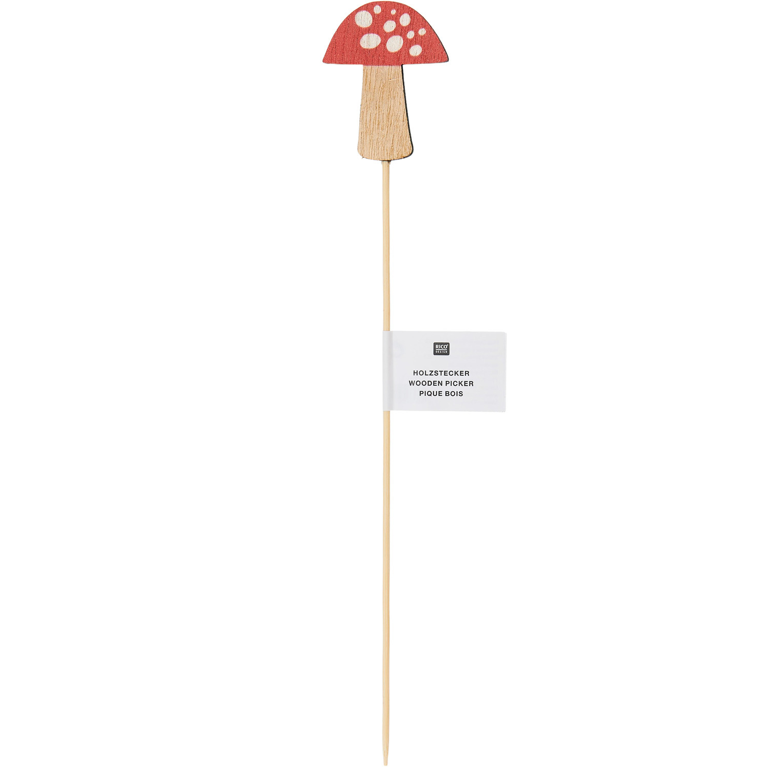 Holzpicker Fliegenpilz 40x250mm Farbe Natur-rot von Rico Design