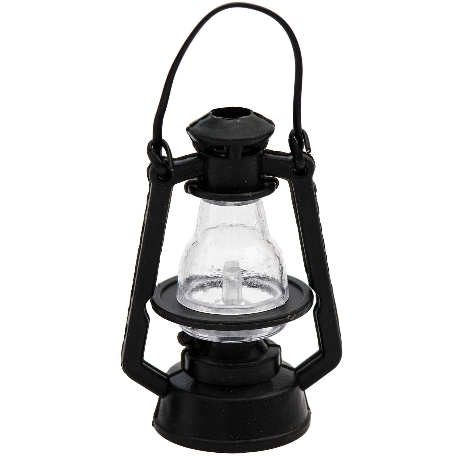 Miniatur Laterne 7,3x2,5cm von Rico Design, schwarze Laterne mit klarem Glas, ideal für Dekorationen.