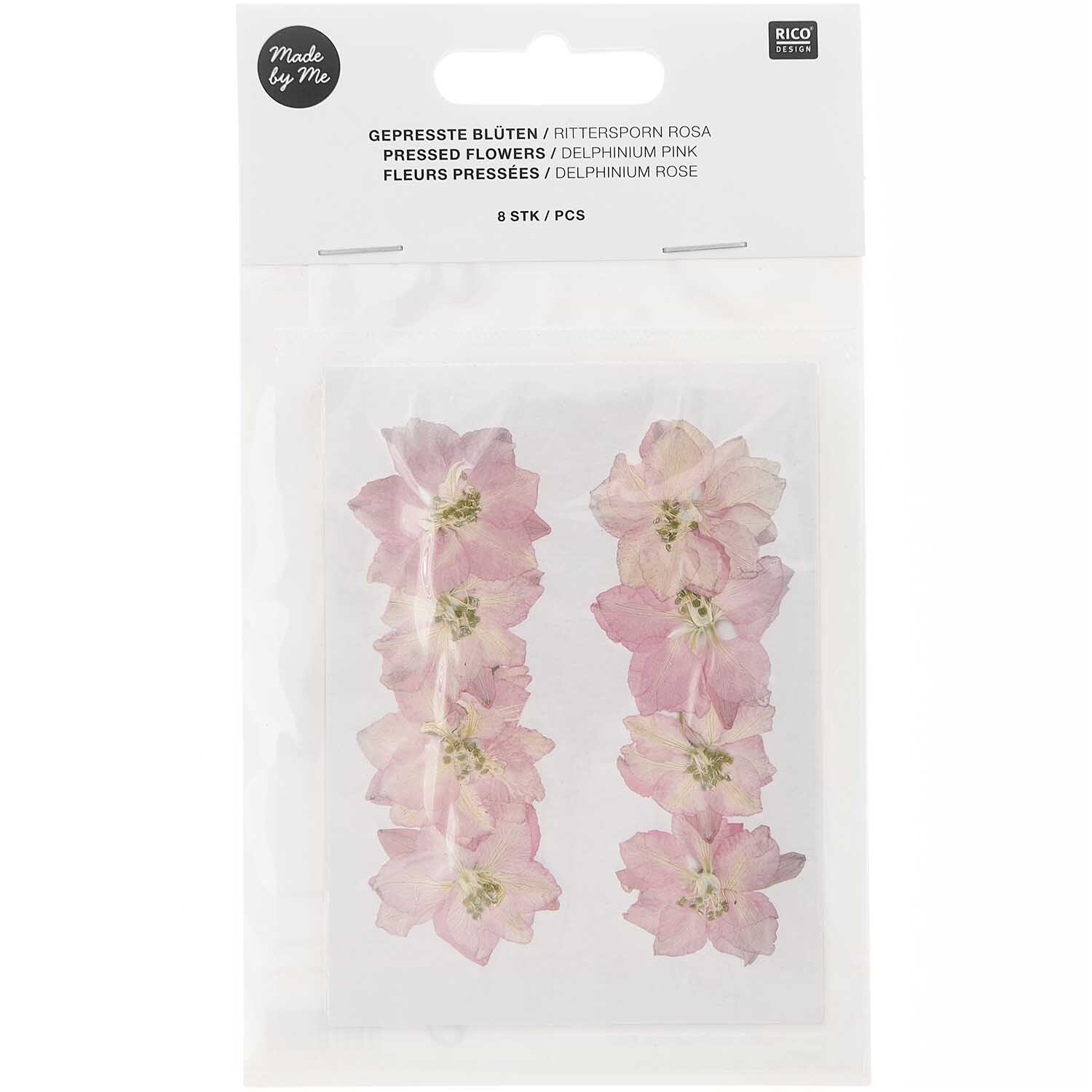 Gepresste Blüten Rittersporn rosa 8 Stück von Rico Design