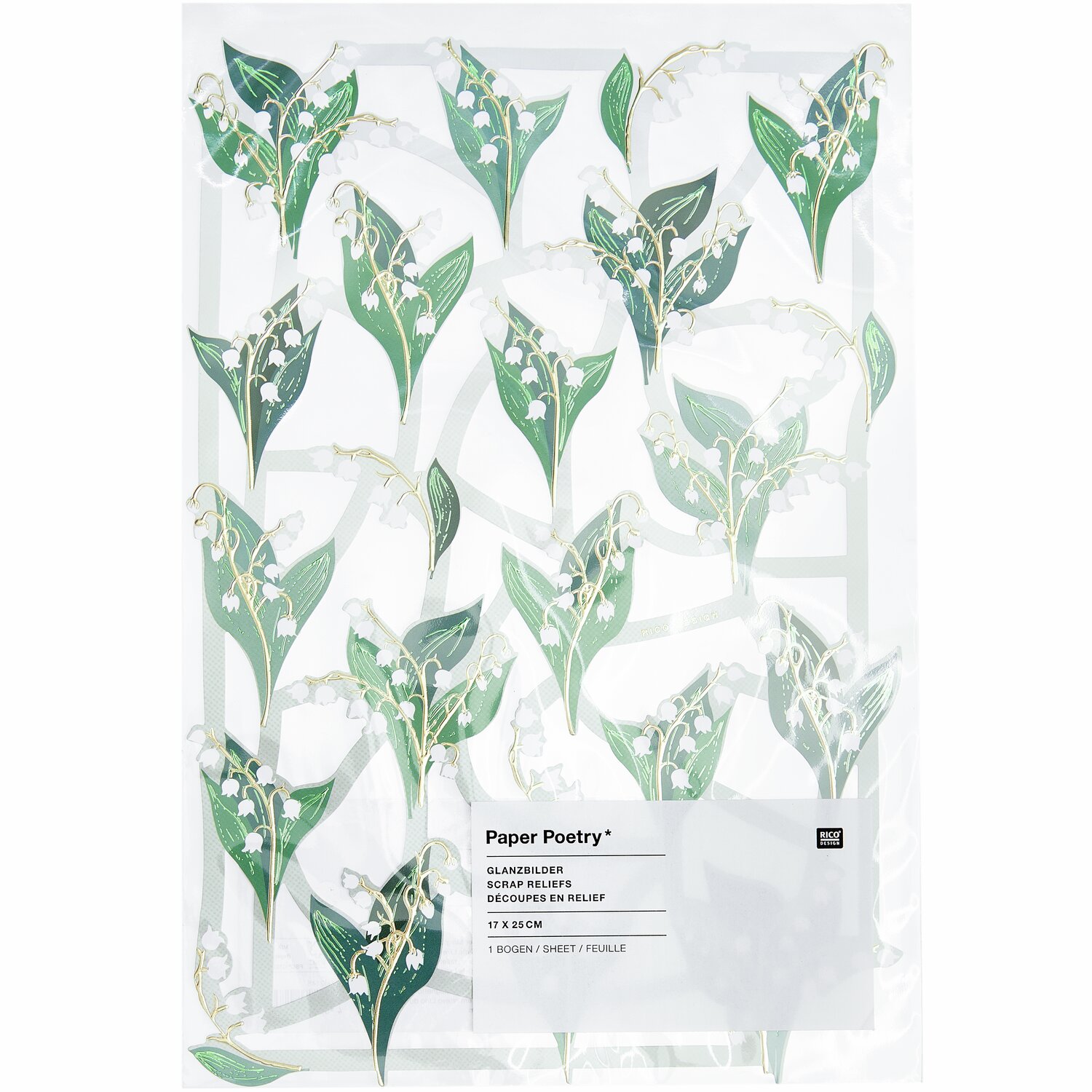 Paper Poetry Glanzbilder Maiglöckchen 1 Bogen von Rico Design