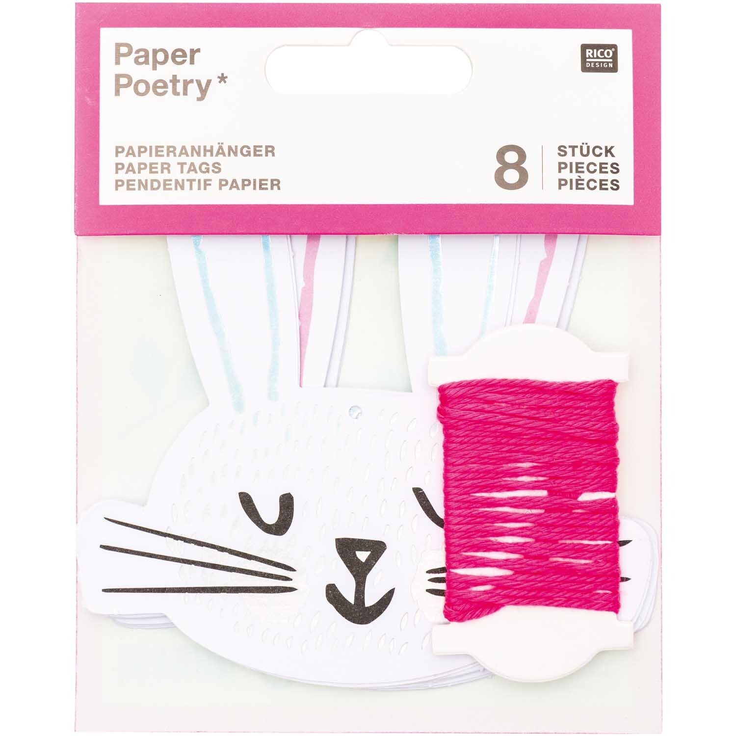 Paper Poetry Papieranhänger Hasengesichter 8 Stück von Rico Design