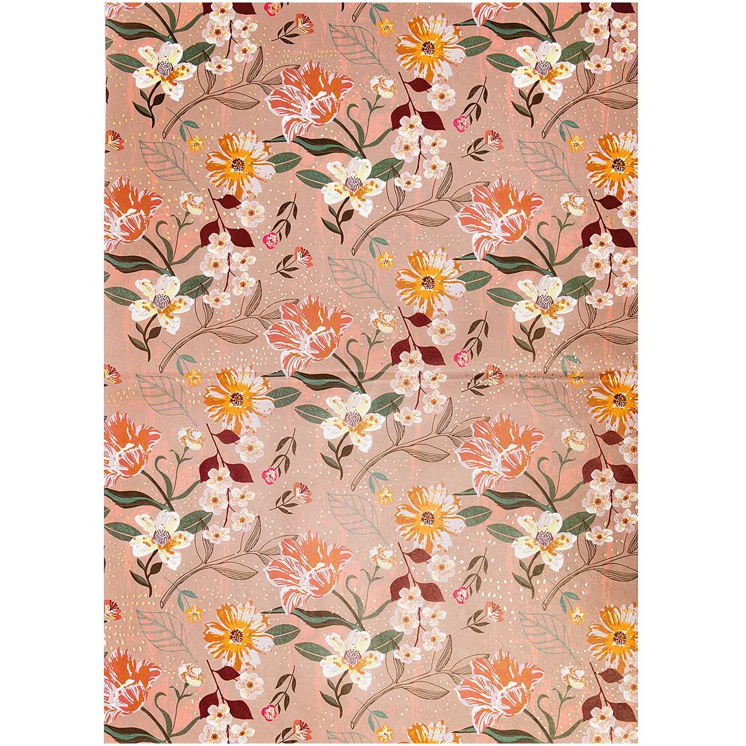 Paper Patch Papier Blumen mauve 30x42cm mit floralen Mustern in warmen Tönen von Rico Design. Ideal für kreative Bastelprojekte.