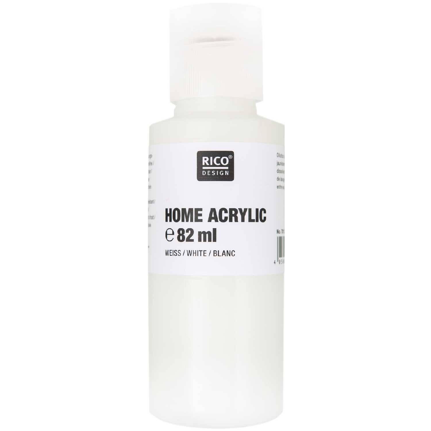 Home Acrylic: Weißes Acrylfarbe von Rico Design in 82ml Flasche, ideal für kreative Projekte.