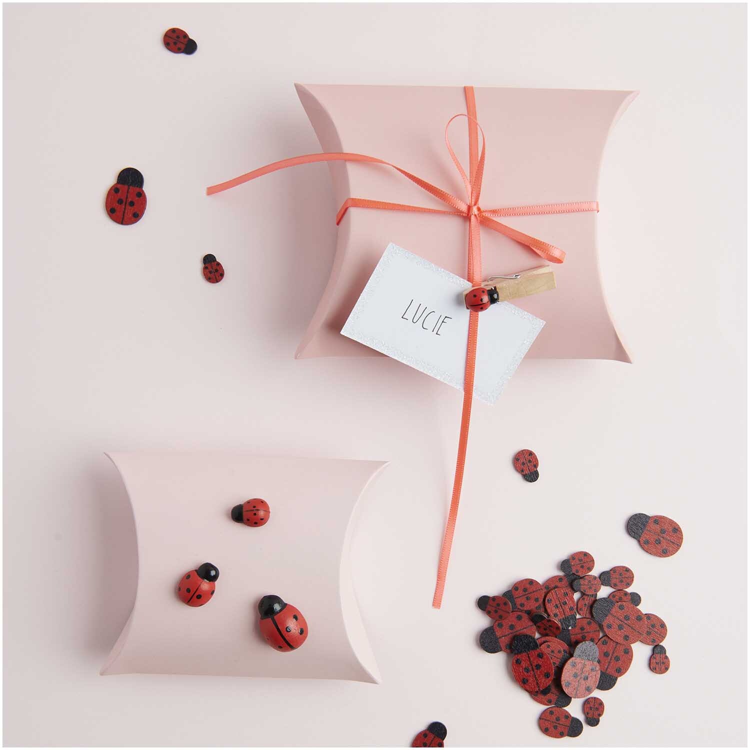 Holzklammern Marienkäfer 12 Stück von Rico Design Holzklammern Marienkäfer 12 Stück: Rosa Geschenkboxen mit roten Marienkäferklammern von Rico Design.