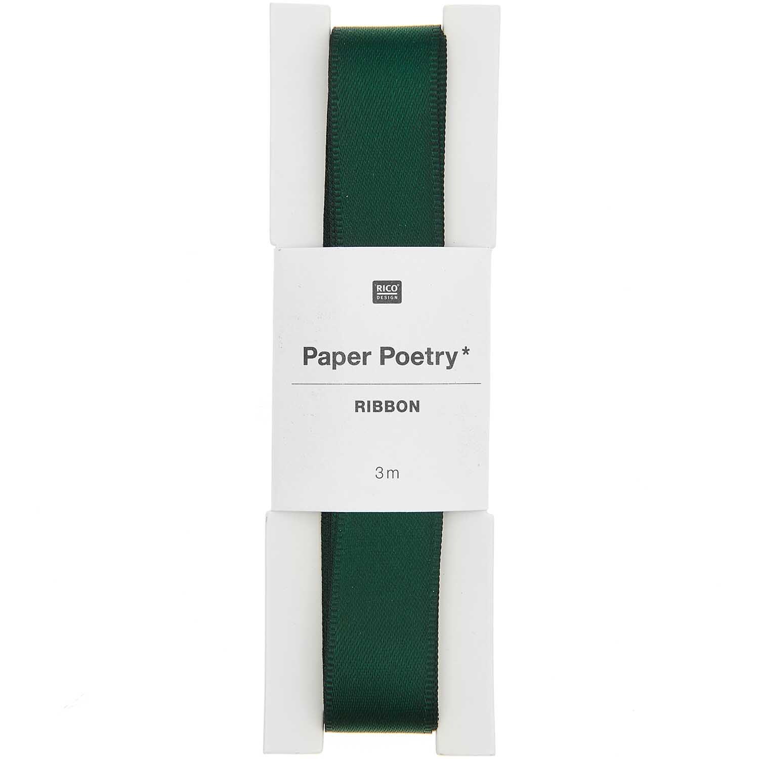 Paper Poetry Satinband 16mm 3m Farbe Tannengrün von Rico Design