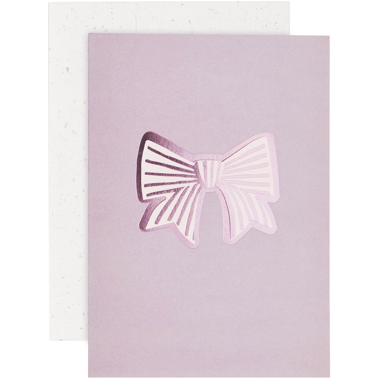 Paper Poetry 3D-Grußkarte La Vie en Rose Schleife mit rosa Schleifenmotiv auf lila Hintergrund.
