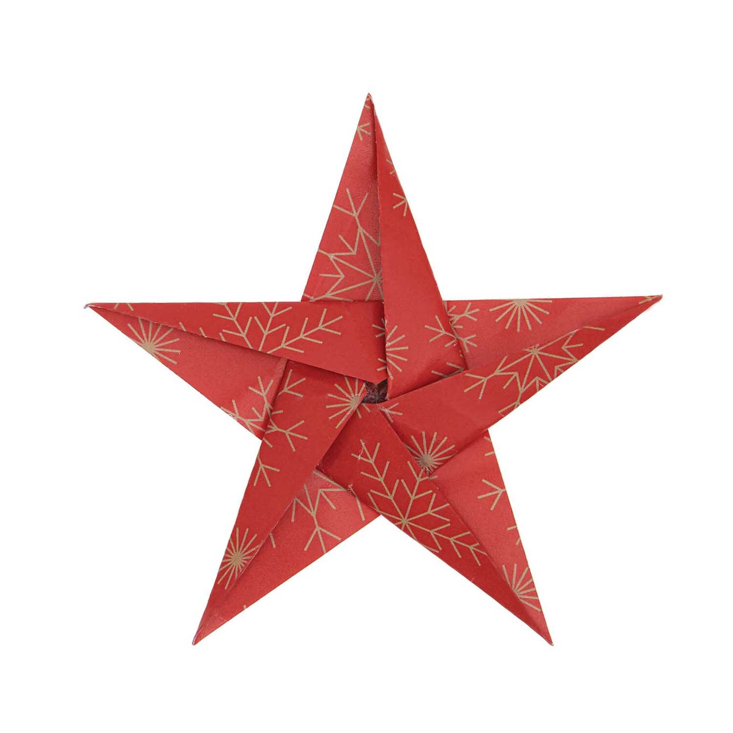 Paper Poetry Bascetta Origamipapier Schneeflocken Rot 32 Blatt Größe 15x15cm von Rico Design Paper Poetry Bascetta Origamipapier zeigt einen roten, sternförmigen Origami mit Schneeflockenmuster.