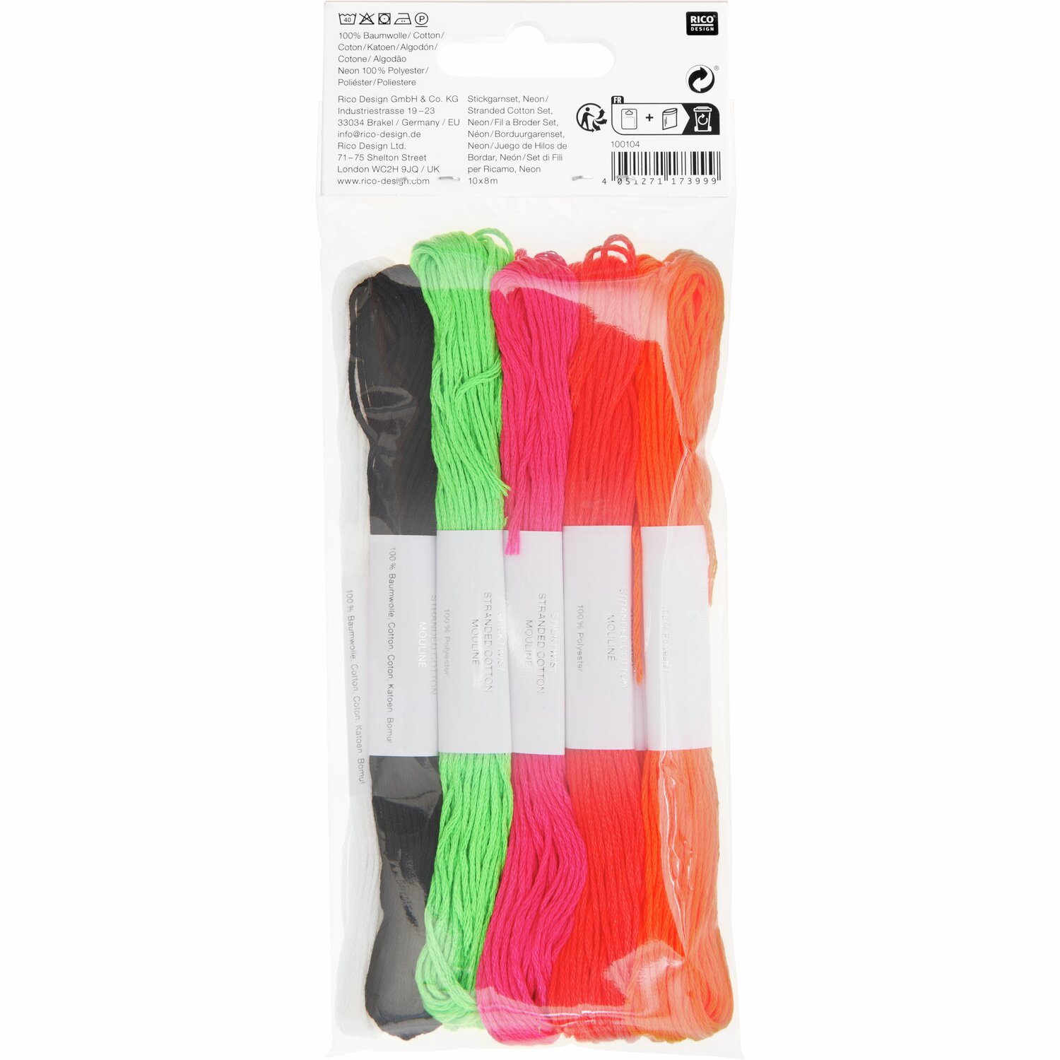 Set de fils à broder Neon 10 pièces 10-teilig from Rico Design Stickgarn Set Neon, 10-teilig, in leuchtenden Farben wie Grün, Pink und Orange von Rico Design. Ideal für kreative Projekte.