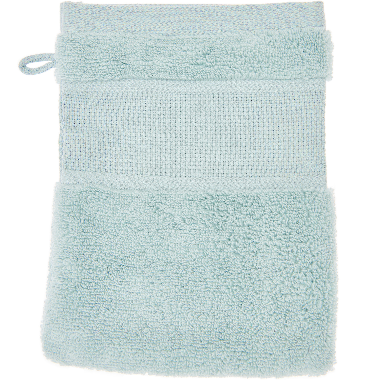 Waschhandschuh in Mint von Rico Design, 15x21cm, GOTS-zertifiziert. Flauschige Textur, ideal für sanfte Hautpflege.