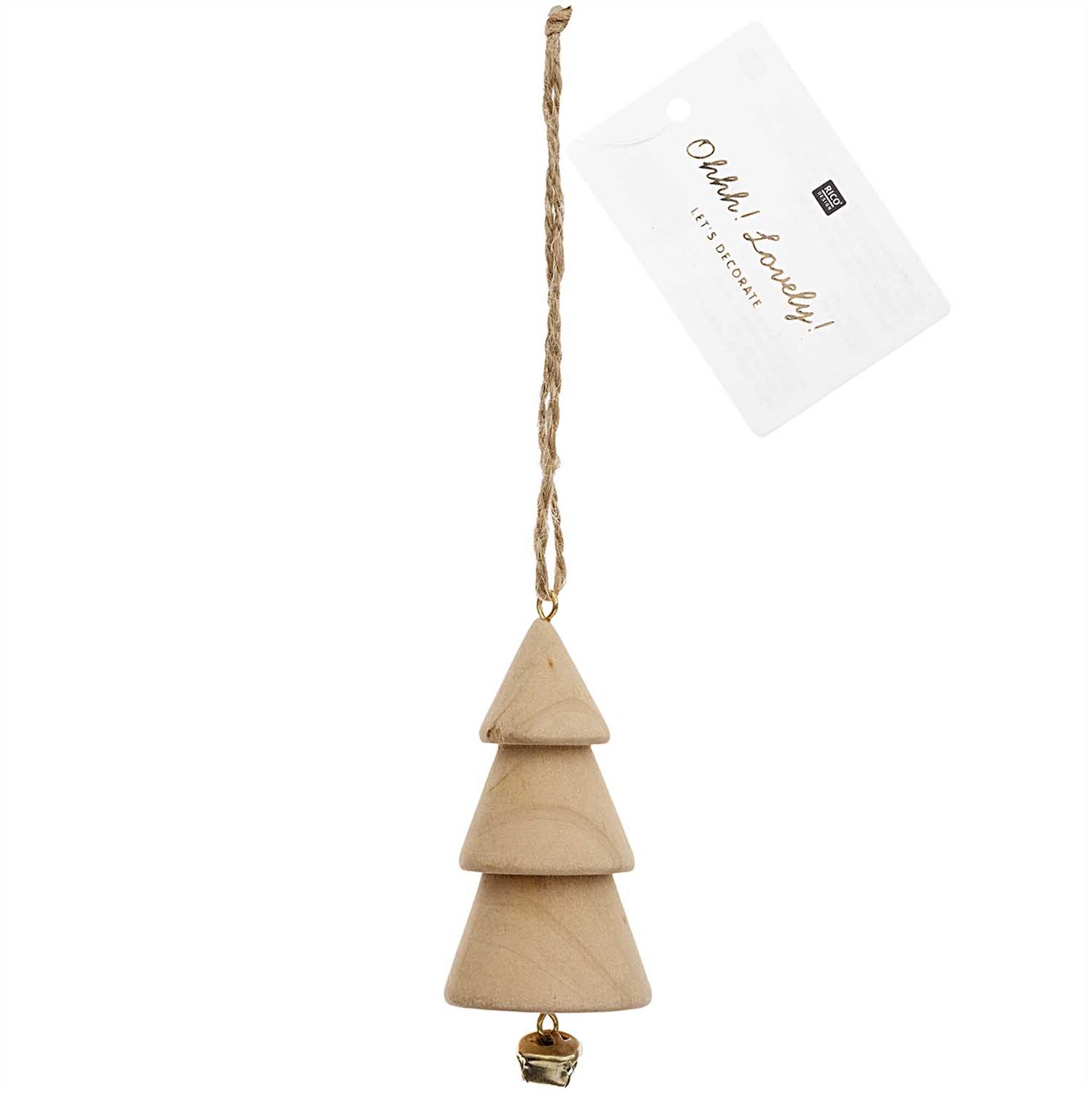 Holzhänger Tanne mit Glocke natur  4x9,5cm von Rico Design