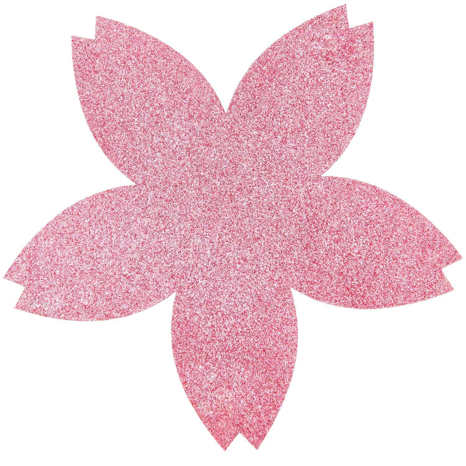 Filz Untersetzer Kirschblüten in glitzerndem Pink, 19x19cm, 6er-Set von Rico Design, blumenförmig.