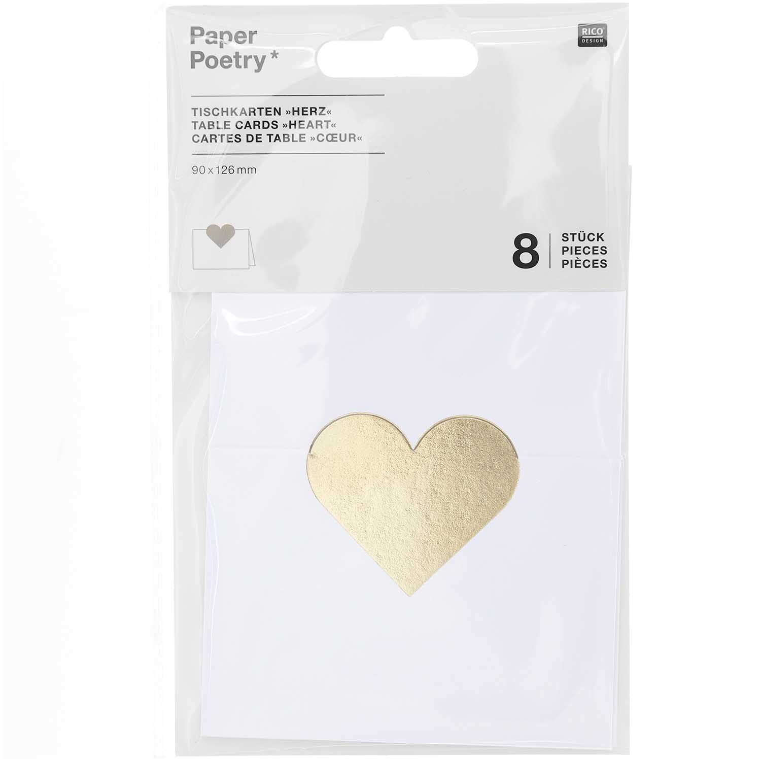 Paper Poetry Tischkarten Herzen 9x12,6cm von Rico Design