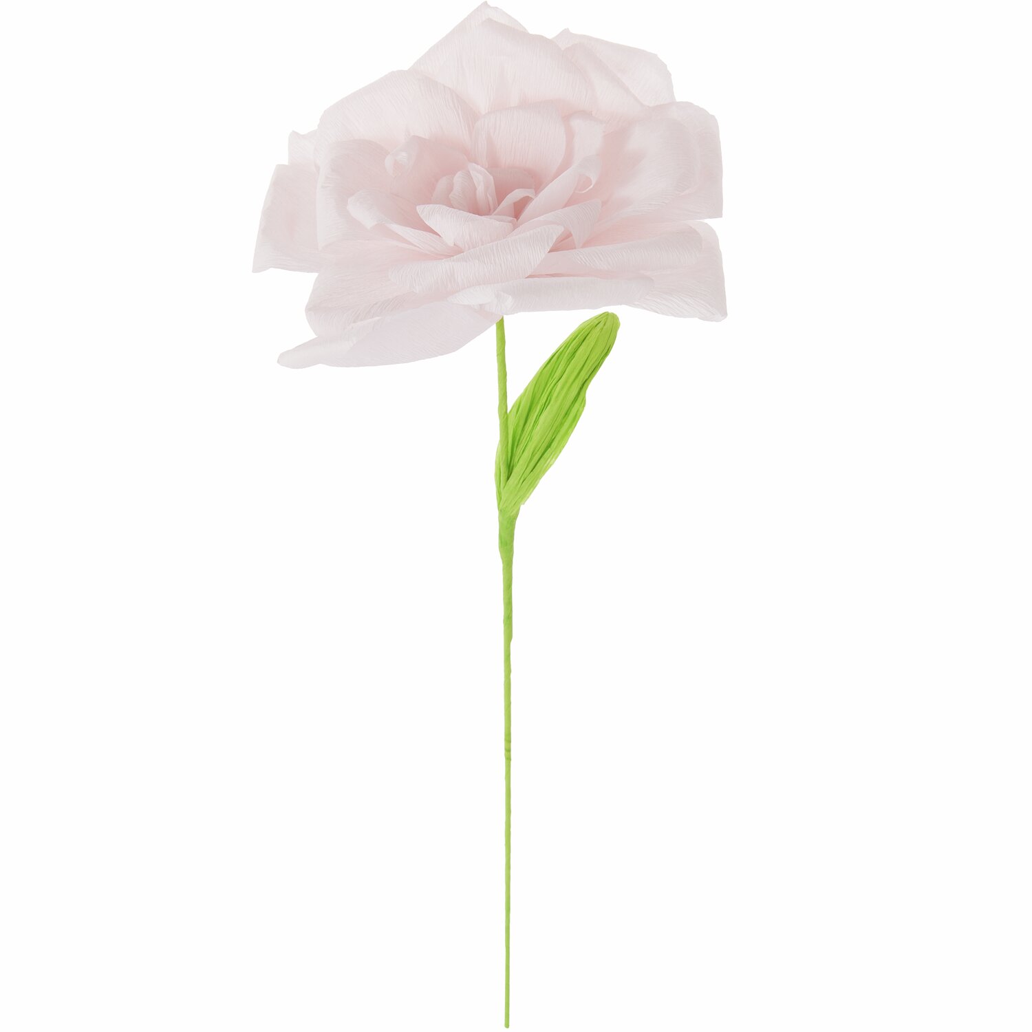 Papierblume Edelrose Rosé: Zarte Blume in Rosé von Rico Design, 55x23cm, mit grünem Stiel.