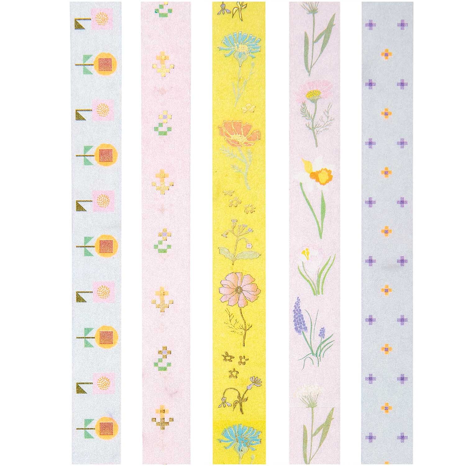Paper Poetry Tape Set Futschikato Blumen 1,5cm 10m 5-teilig von Rico Design Paper Poetry Tape Set Futschikato Blumen zeigt fünf bunte Washi-Tapes mit floralen Mustern. Ideal für kreative Projekte.