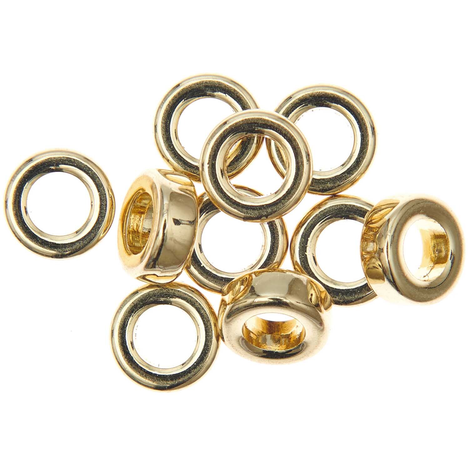 itoshii - Ponii Beads Ringe 9x3,5mm 10 Stück Farbe Gold von Rico Design Itoshii - Ponii Beads Ringe in glänzendem Gold, 9x3,5mm, 10 Stück von Rico Design, auf weißem Hintergrund.