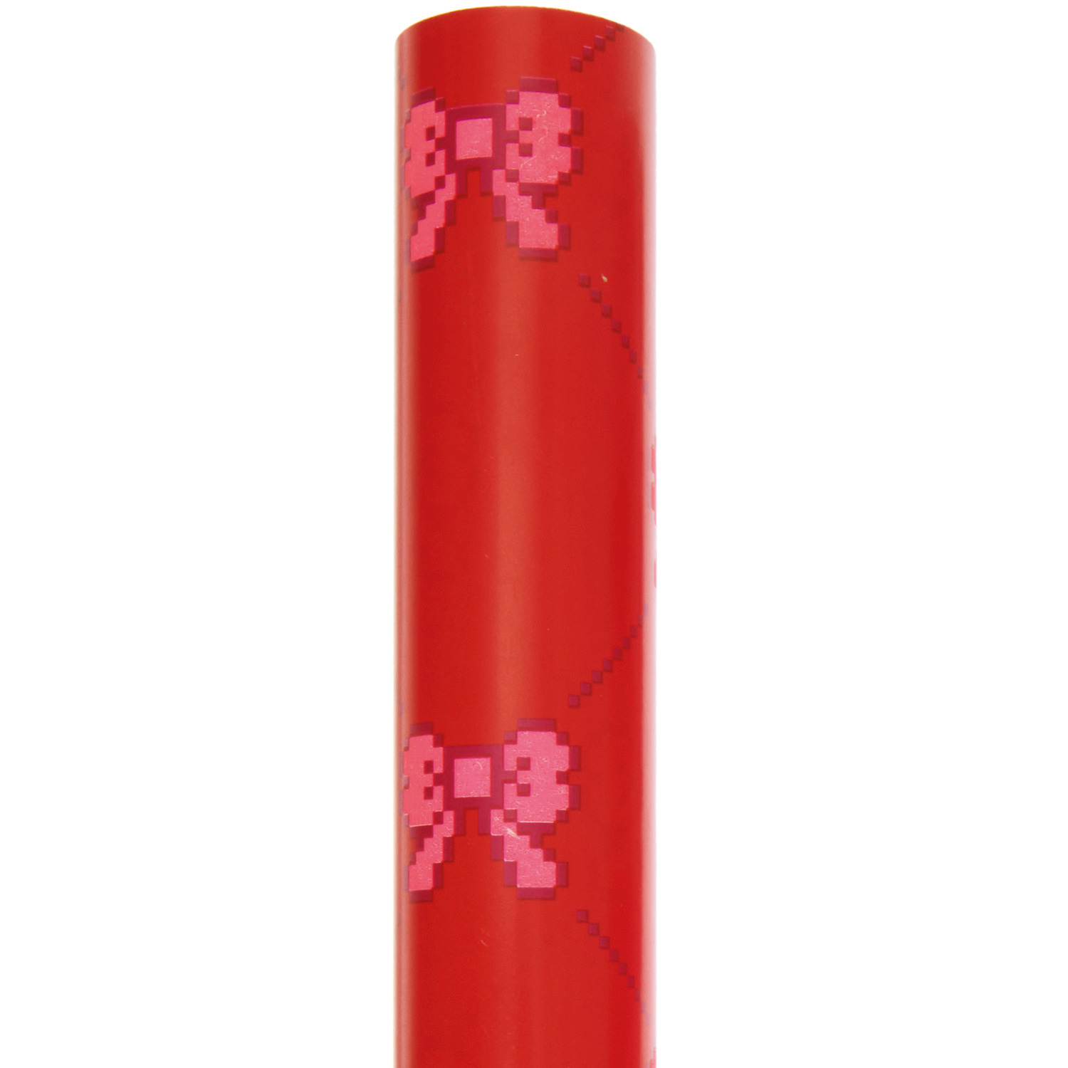 Geschenkpapier Pixel Schleifen mit roten Pixel-Schleifen von Rico Design, 70cm breit, 2m lang.