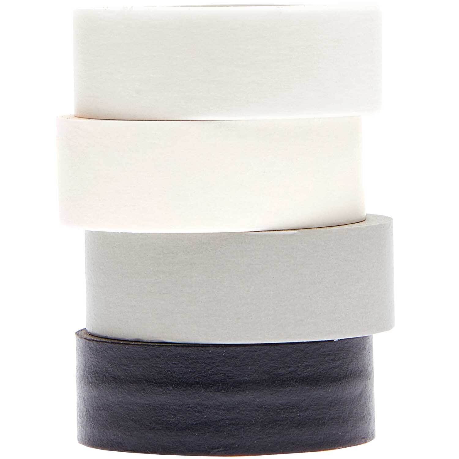 Paper Poetry Tape Set, 4-teilig, zeigt vier Rollen Klebeband in Schwarz-Weiß von Rico Design.