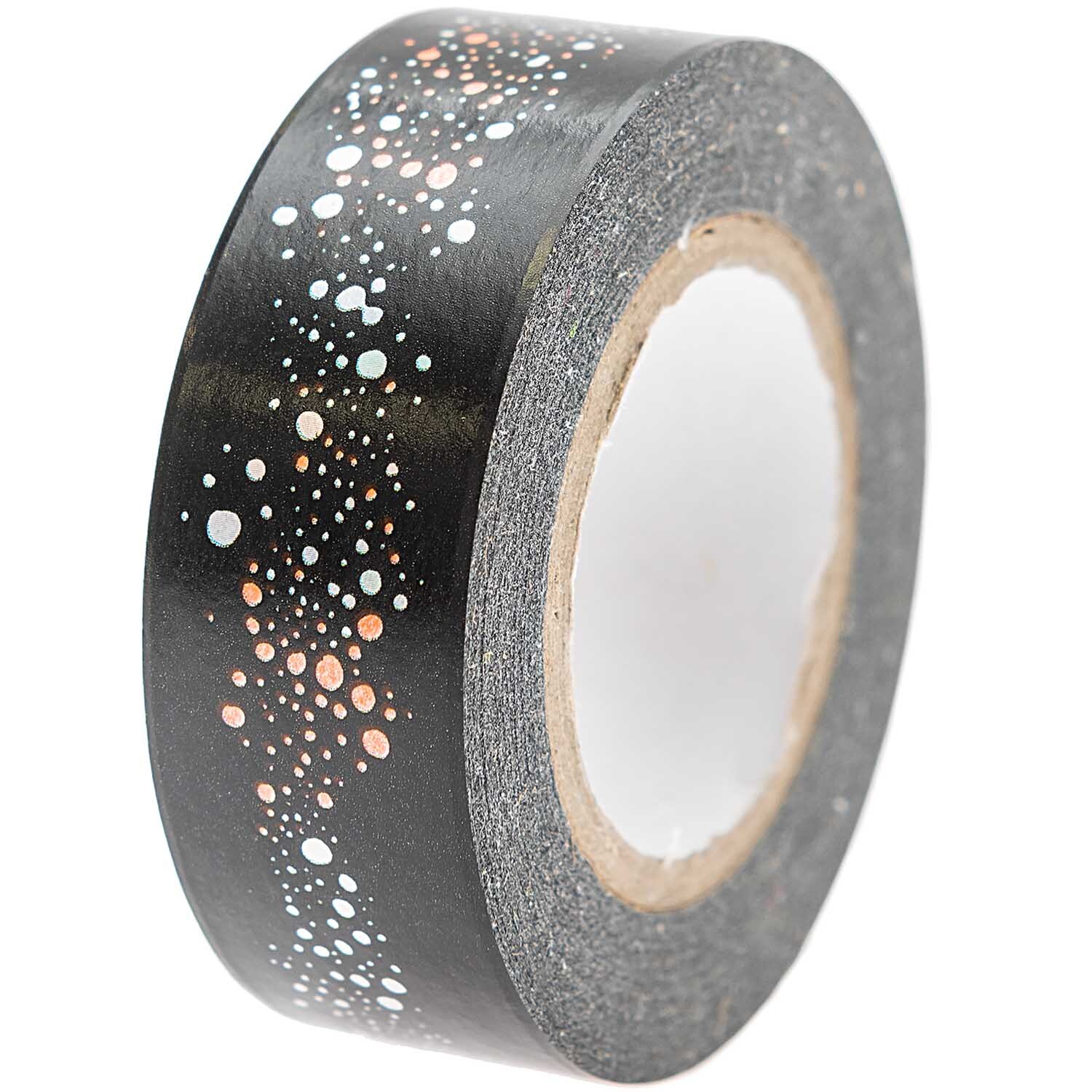 Paper Poetry Tape Mermaid Bubbles 1,5cm 10m colour Black from Rico Design Paper Poetry Tape Mermaid Bubbles von Rico Design mit Blasenmuster auf schwarzem Hintergrund.