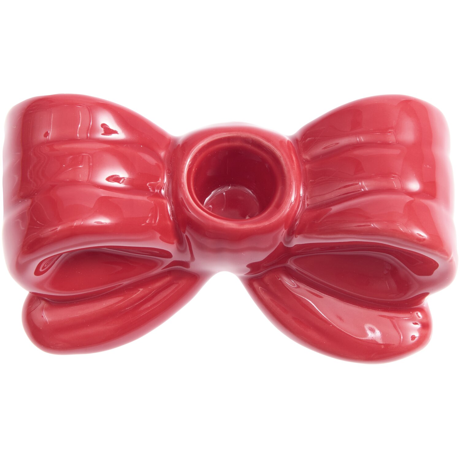 Bougeoir en porcelaine avec nœud  5 x 12,3 x 6,3 cm Color Rouge from Rico Design