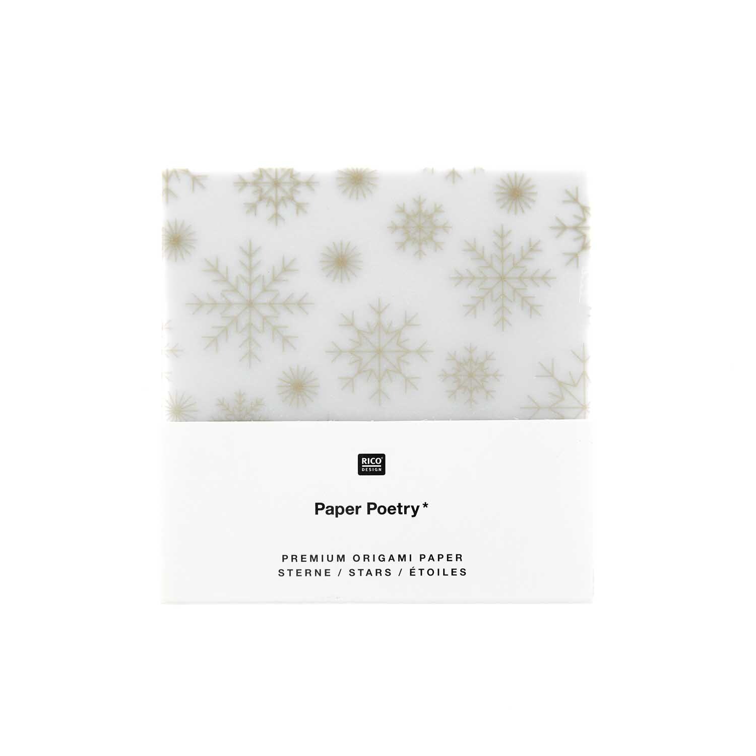 Paper Poetry Bascetta Origamipapier mit goldenen Schneeflocken von Rico Design, 32 Blatt.