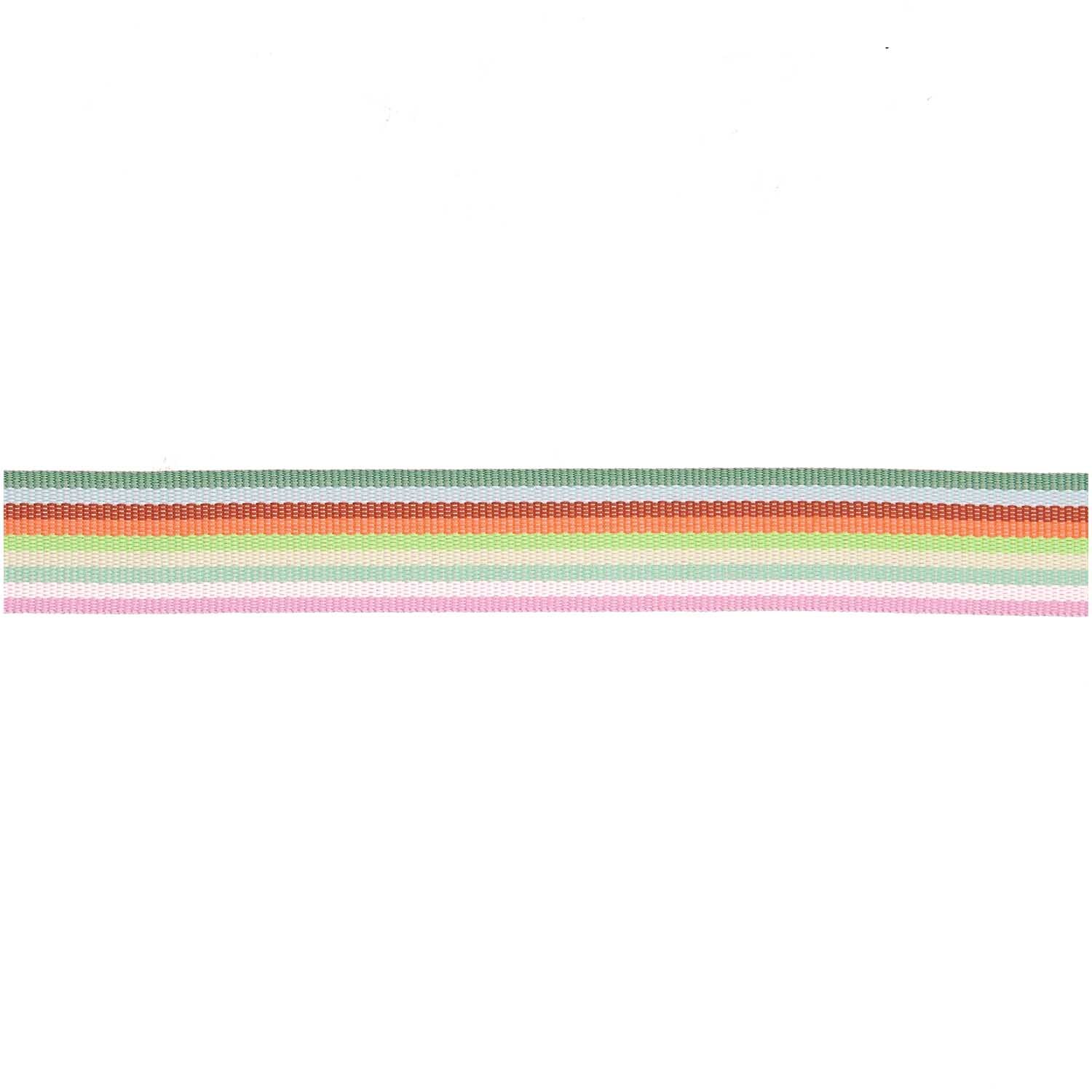 Webband Multi Streifen Neon Bunt von Rico Design, 20mmx3m, zeigt bunte Streifen in Neonfarben.